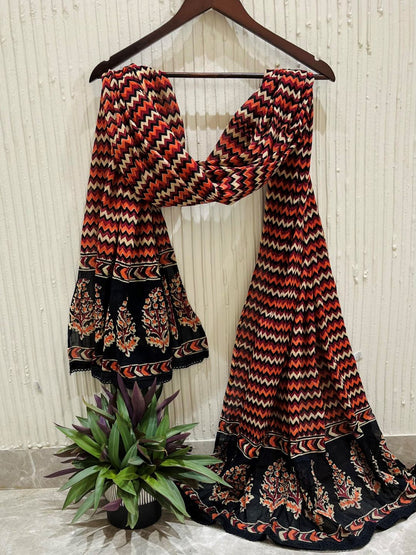 Brown Hand Block Printed Pure Cotton Dupatta