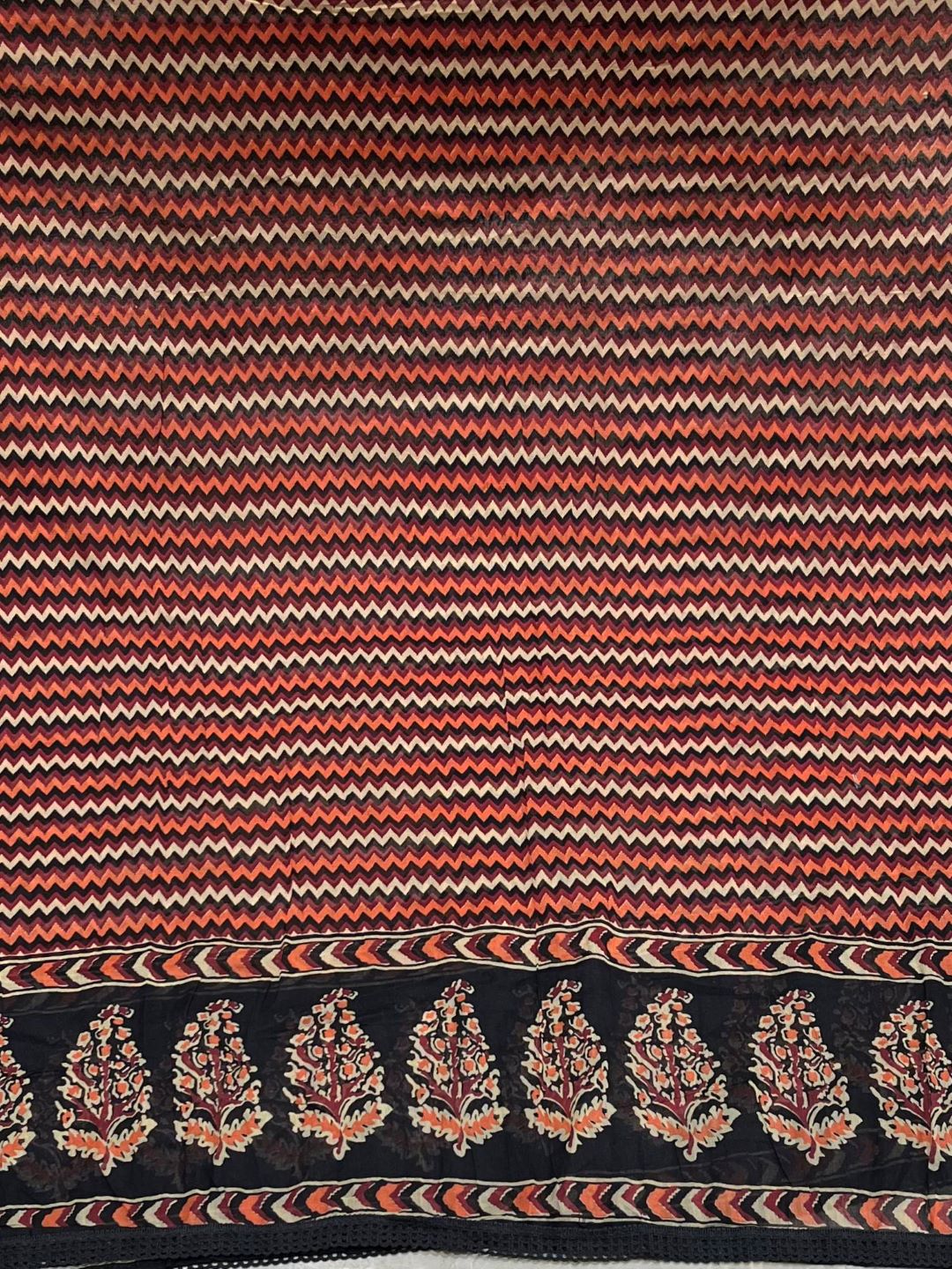 Brown Hand Block Printed Pure Cotton Dupatta