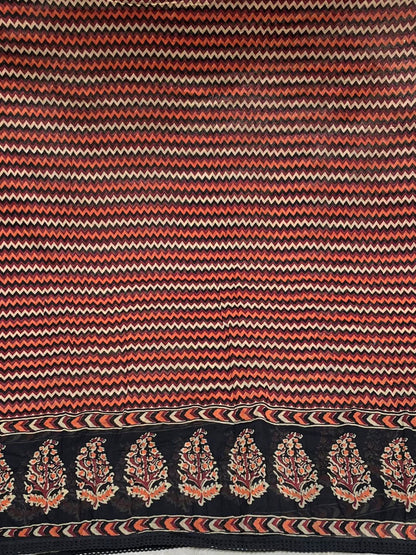 Brown Hand Block Printed Pure Cotton Dupatta