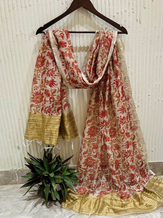 Multicolour Floral Printed Kota Doria Dupatta