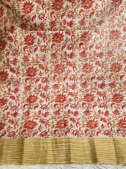 Multicolour Floral Printed Kota Doria Dupatta