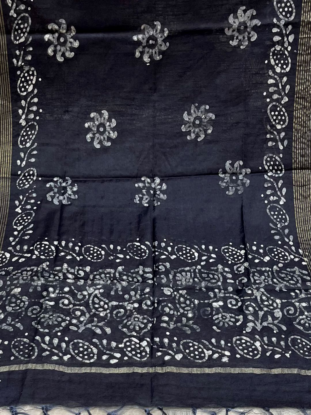 Black Batik Printed Cotton Dupatta