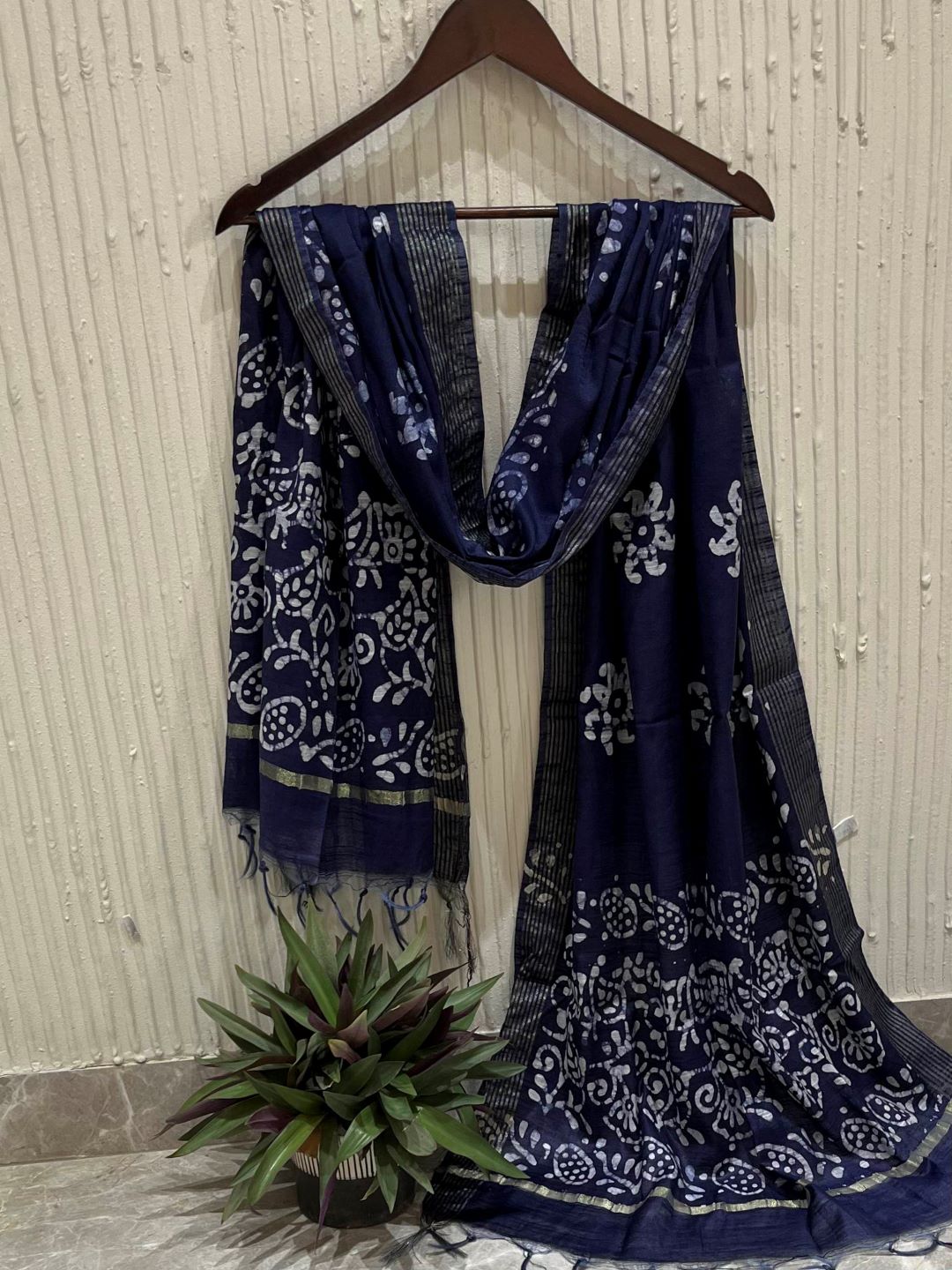 Blue Batik Printed Cotton Dupatta