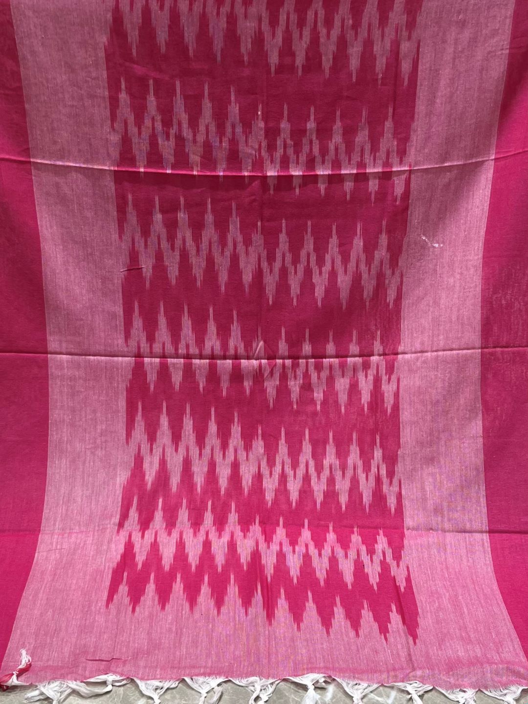 Pink Woven Design Pure Cotton Ikat Dupatta