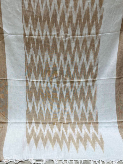 Brown Woven Design Pure Cotton Ikat Dupatta