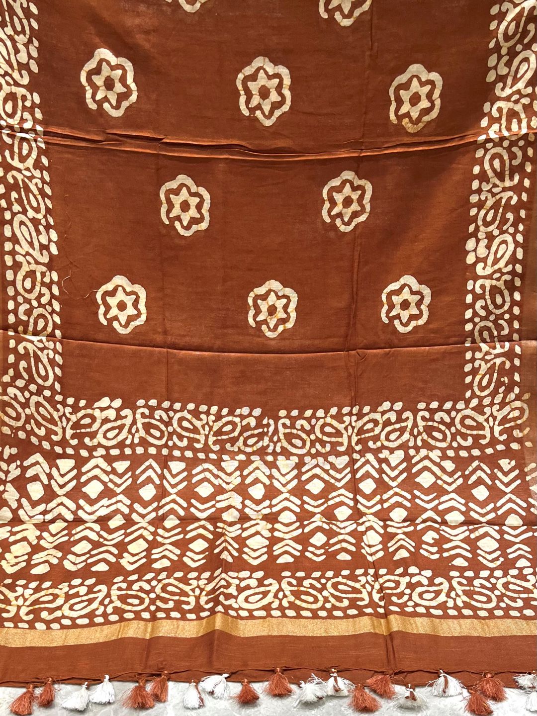 Brown Batik Printed Pure Cotton Dupatta