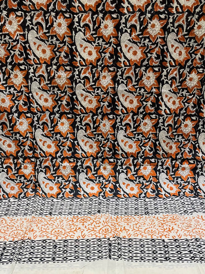 Rust Kalamkari Hand Block Printed Pure Cotton Dupatta