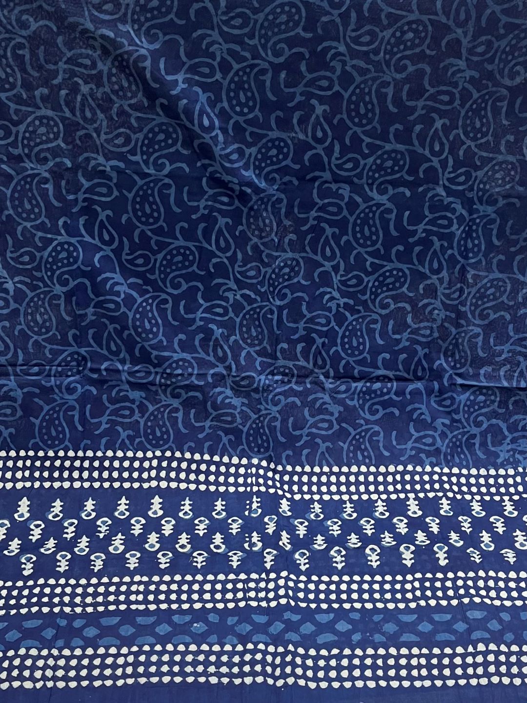 Blue Hand Block Printed Pure Cotton Dupatta