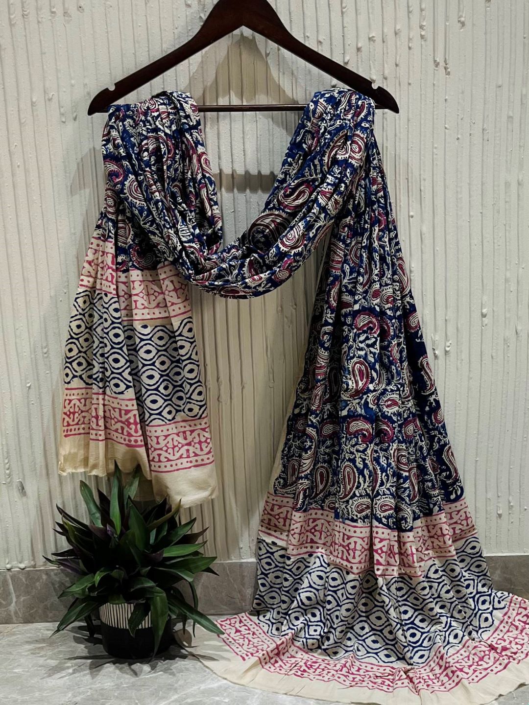 Multicolor Kalamkari Hand Block Printed Pure Cotton Dupatta