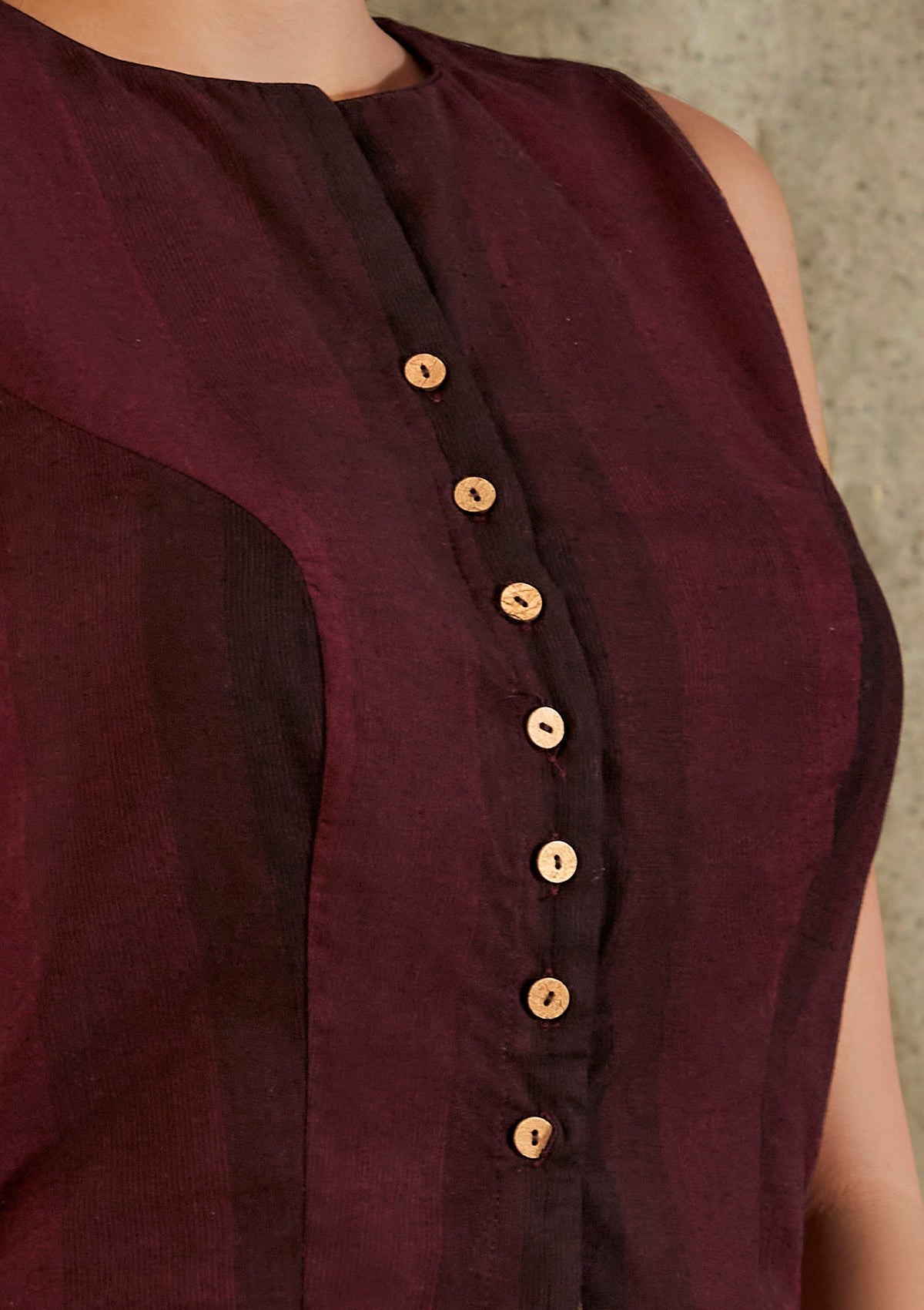 Maroon Cotton Monochrom Blouse