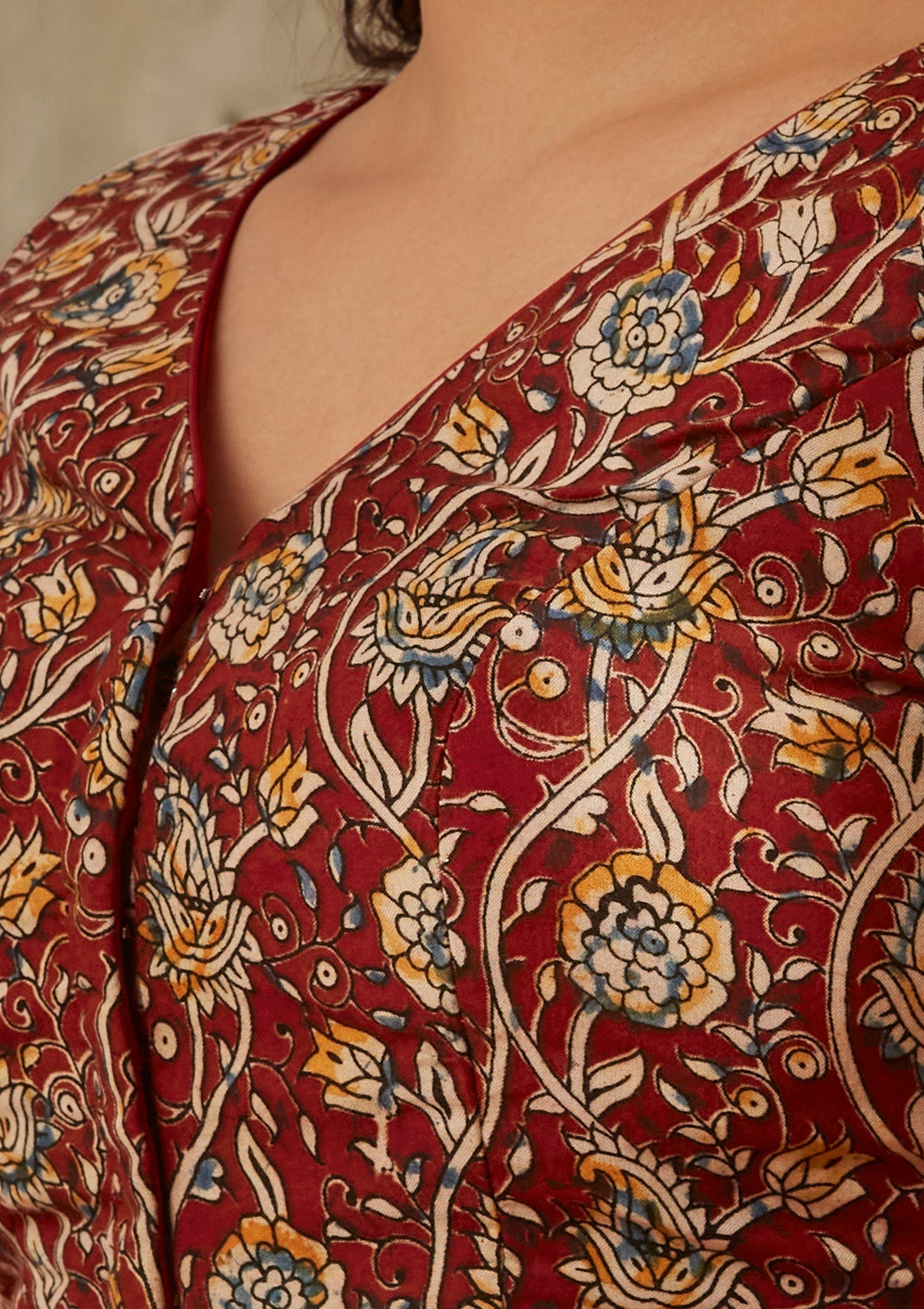 Maroon Cotton Printed Blouse