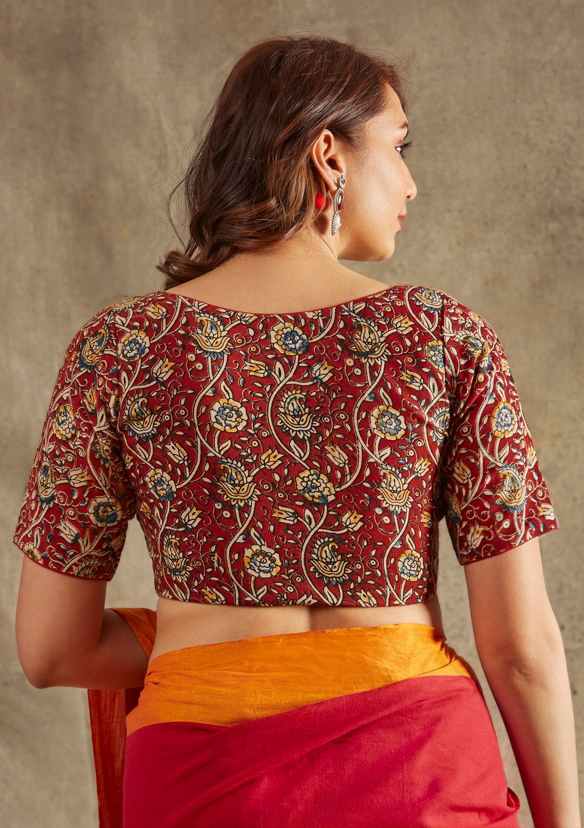 Maroon Cotton Printed Blouse