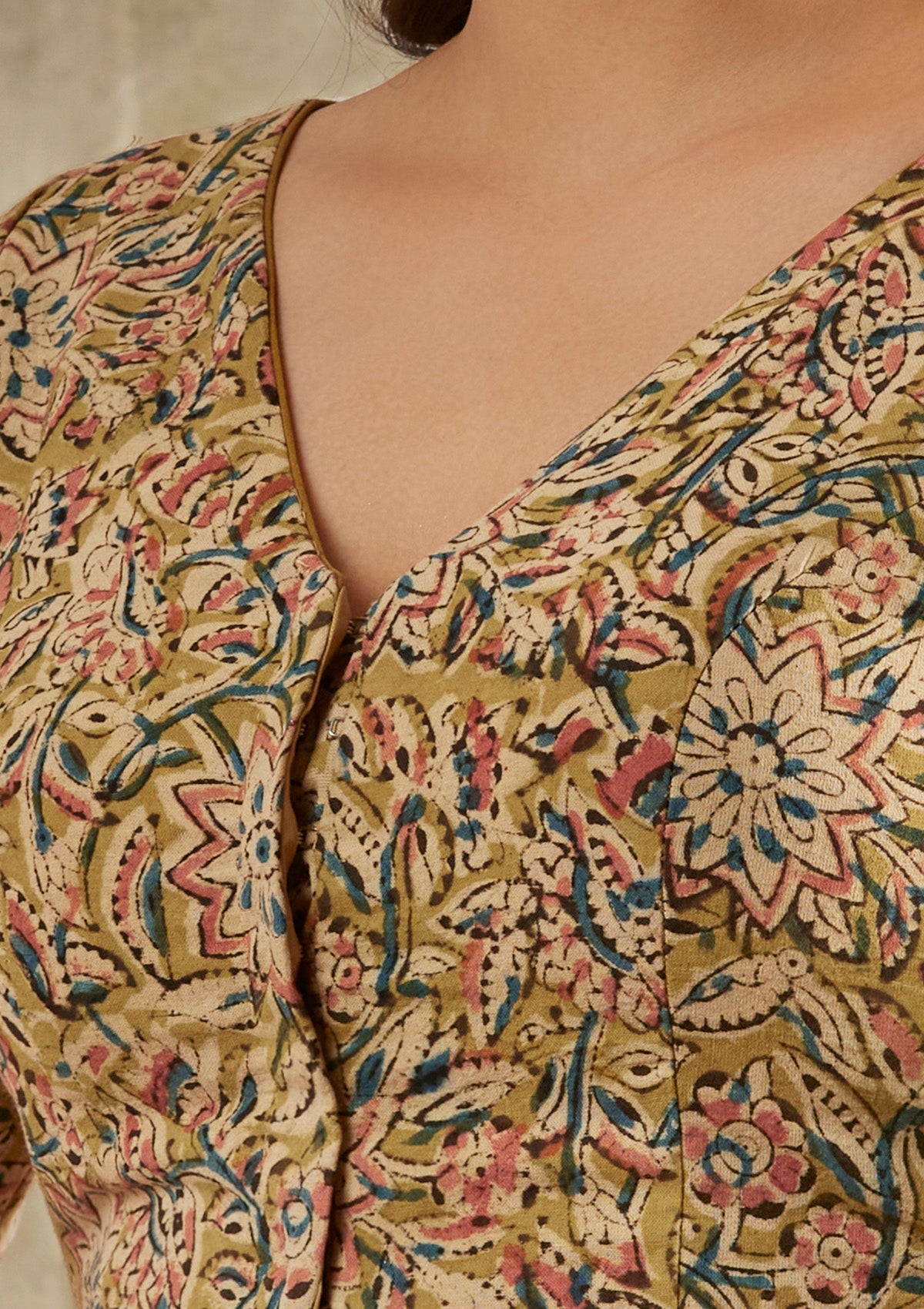 Yellow Kalamkari Printed Blouse