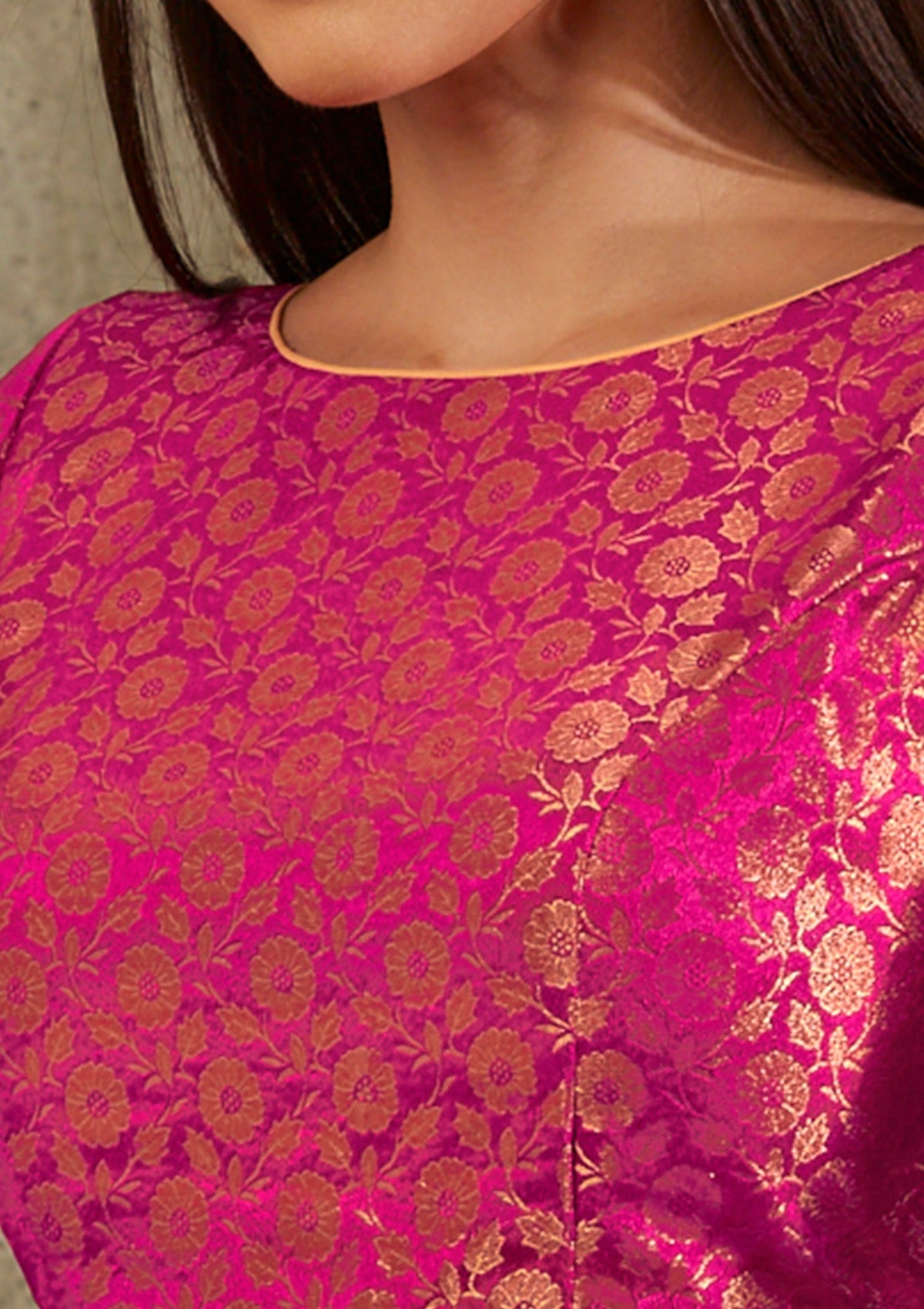 Pink Brocade Woven Design Blouse