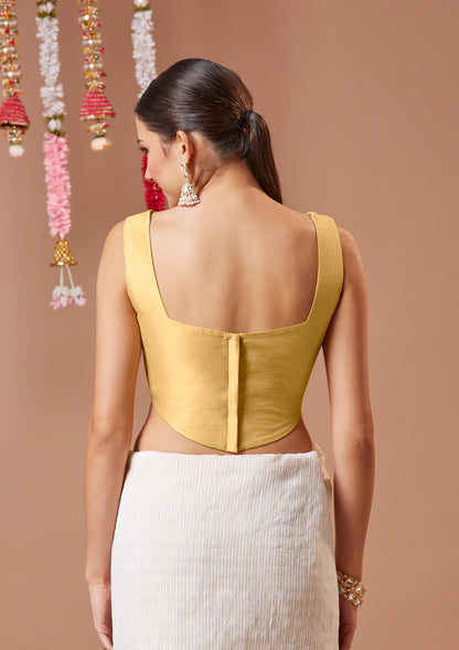 Gold Silk Corset Readymade Blouse