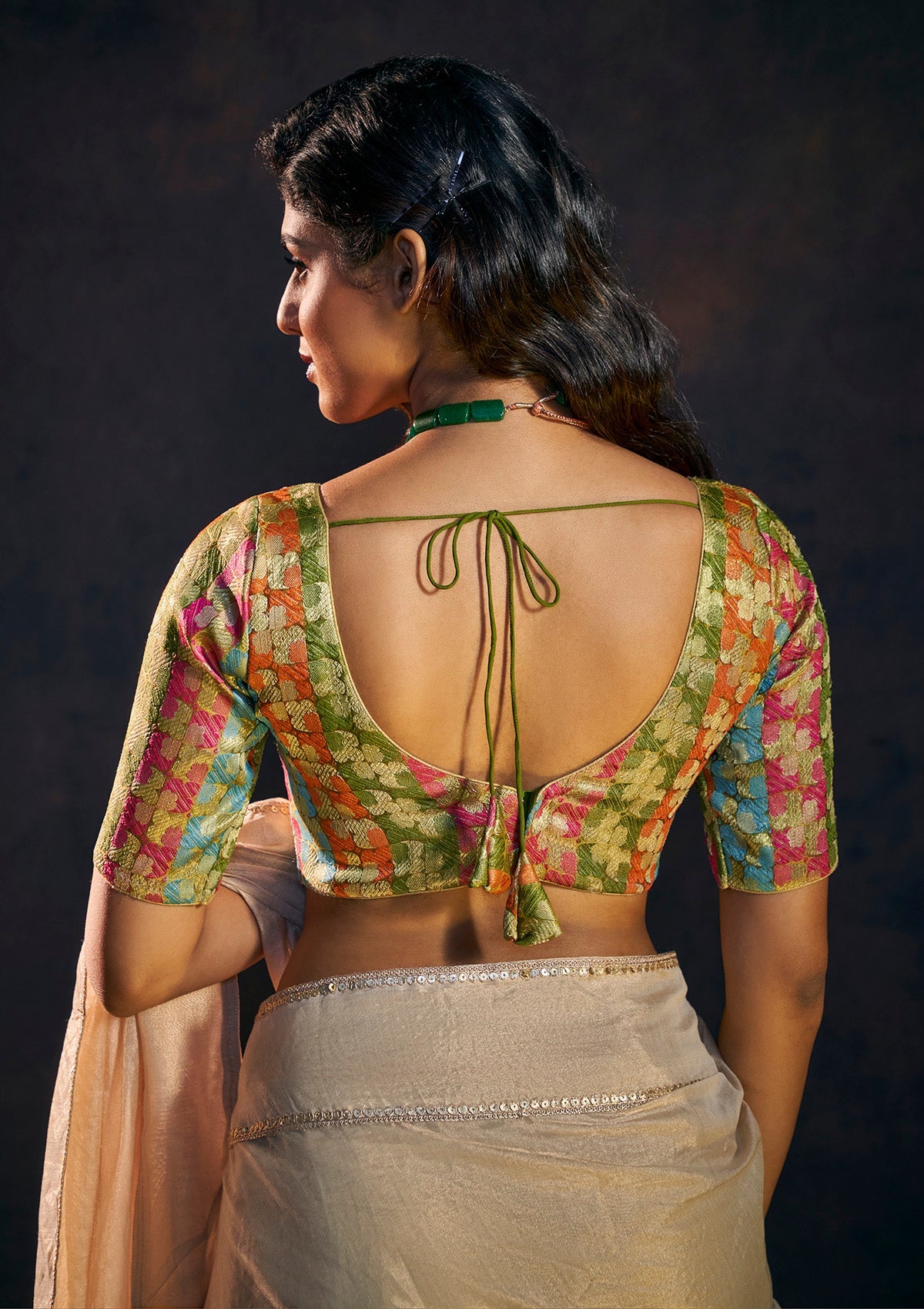 Multicolor Woven Brocade Saree Blouse