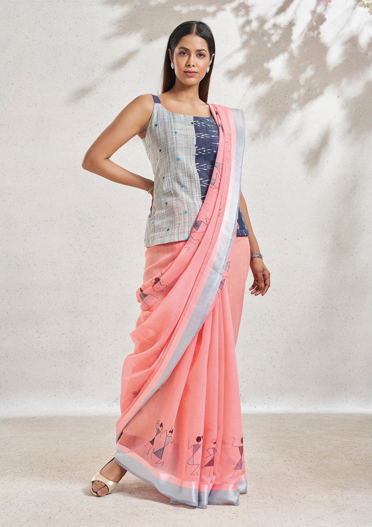 Sky blue cotton ikat blouse