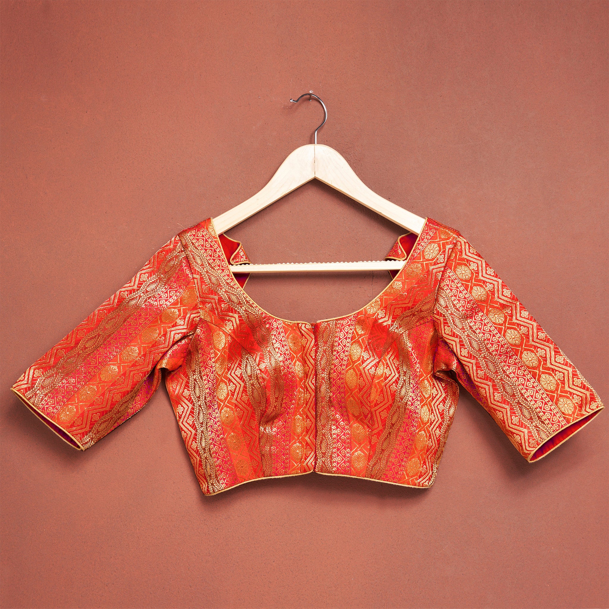 Red brocade blouse