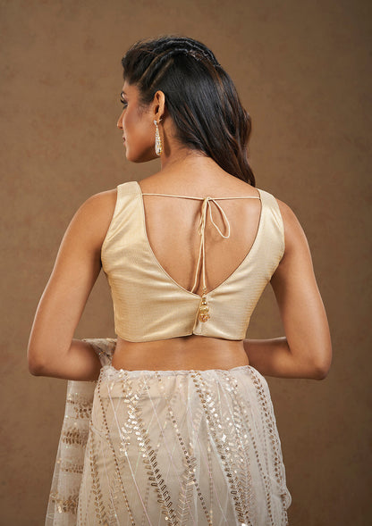 Gold Tissue Sleeveless Readymade Padded Blouse