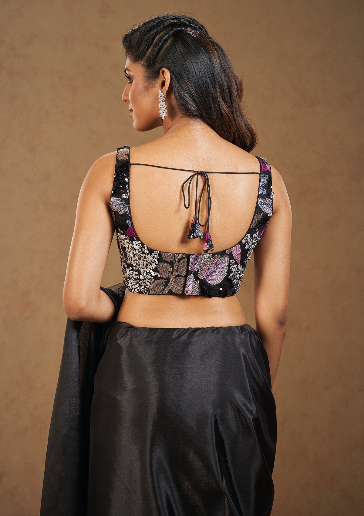 Black Georgette Sleeveless Readymade Padded Blouse