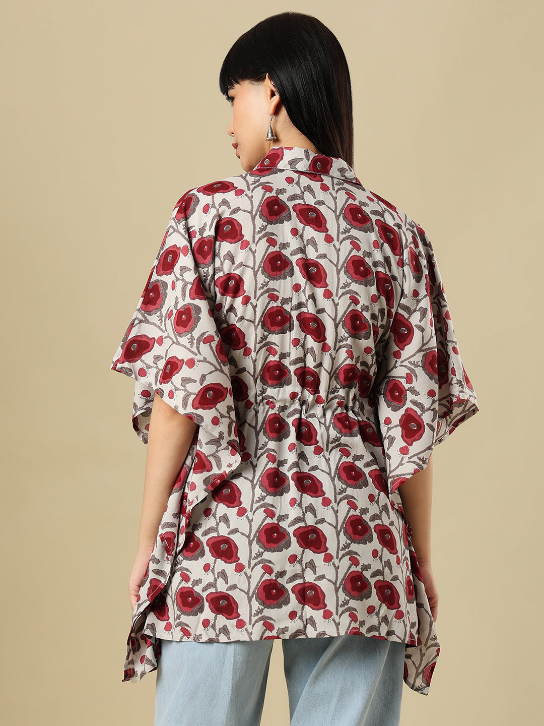 Brown Pure Cotton Hand Block Printed Kaftan