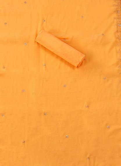 Mustard Embellished Georgtte Unstitched Dress Material