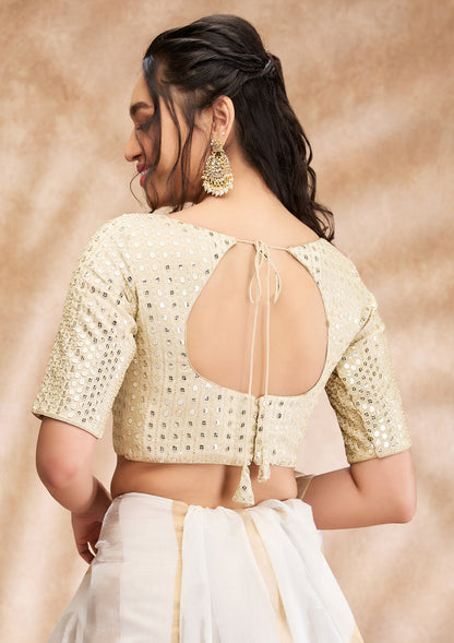 Light Gold Silk Sweetheart Neck Readymade Blouse