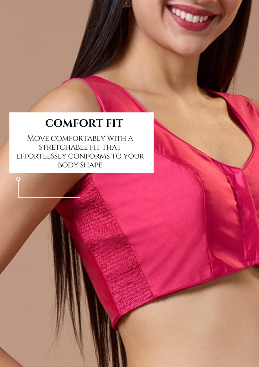 Pink Silk Sleeveless Comfort Fit Readymade Blouse