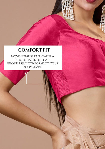 Pink Silk Sweetheart Neck Comfort Fit Readymade Blouse