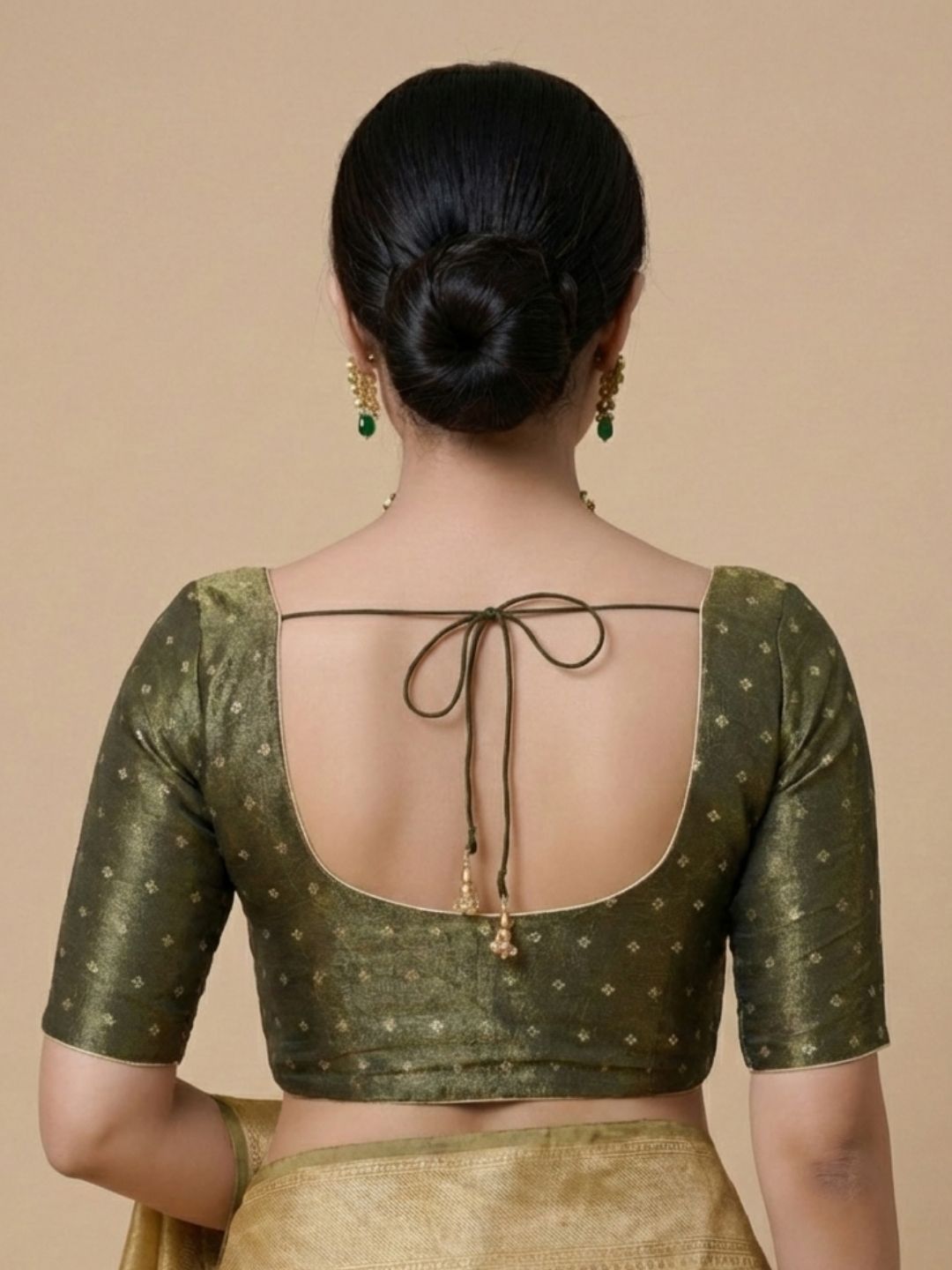 Black Tissue Round Neck Readymade Blouse