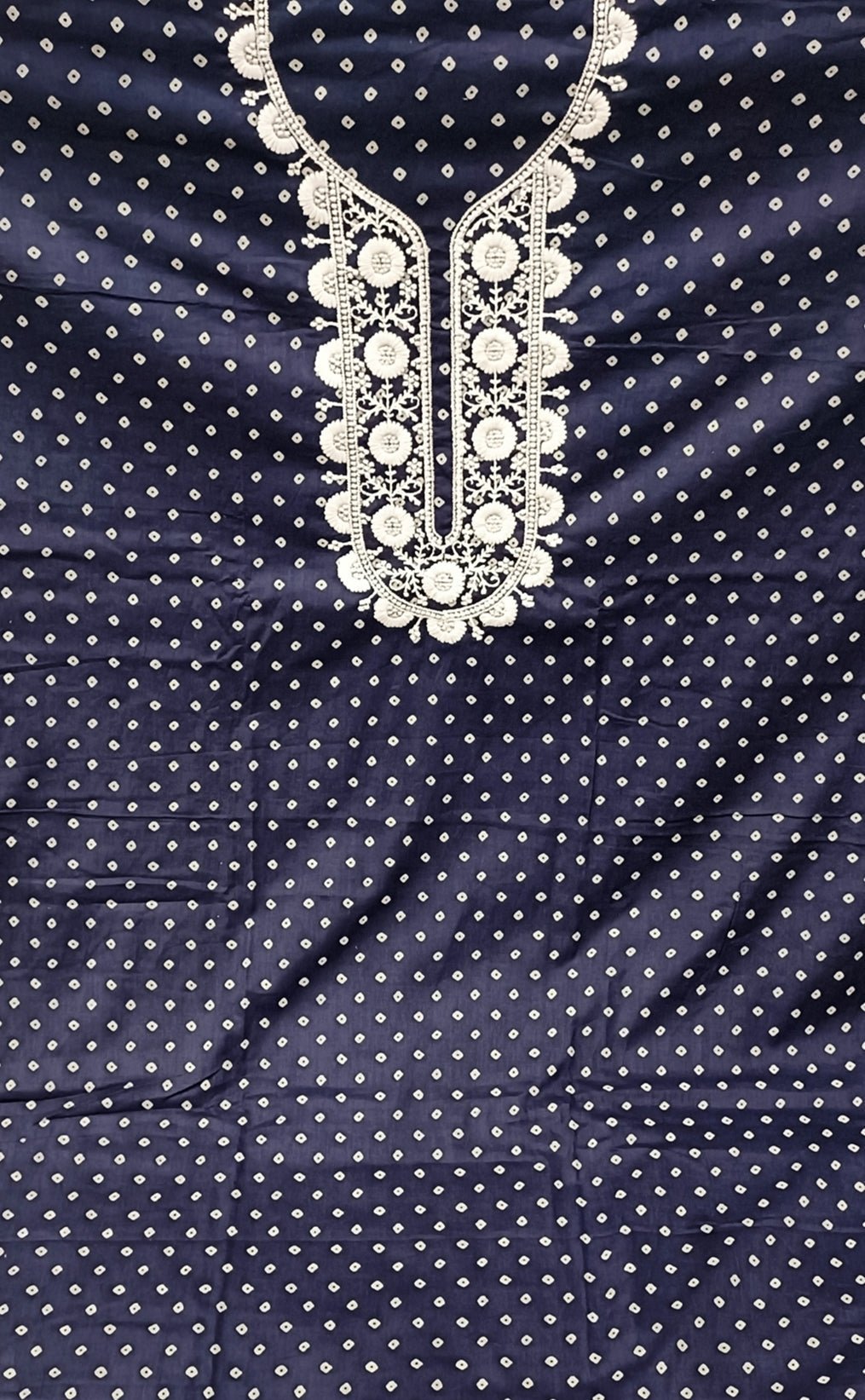 Navy Blue Embroidered Unstitch Dress Material with Dupatta