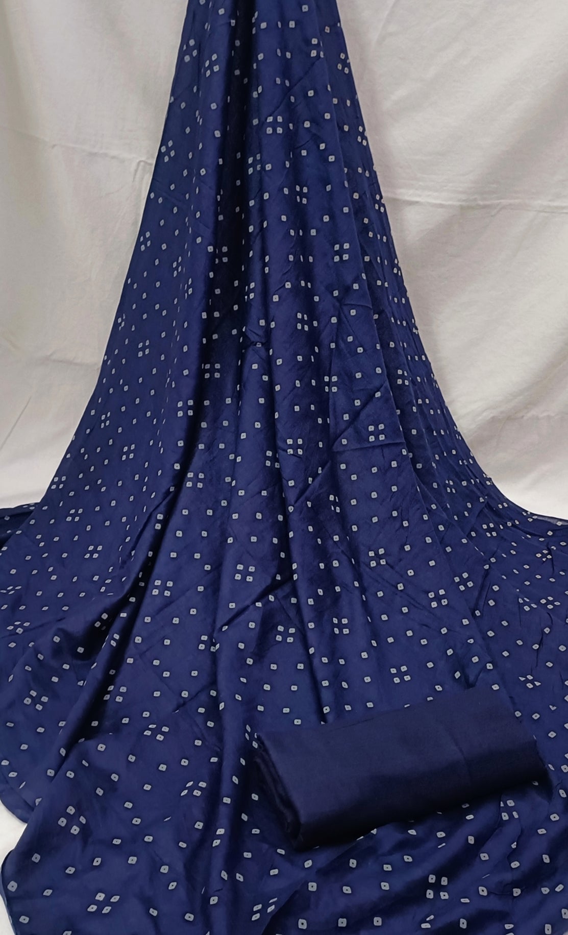 Navy Blue Embroidered Unstitch Dress Material with Dupatta