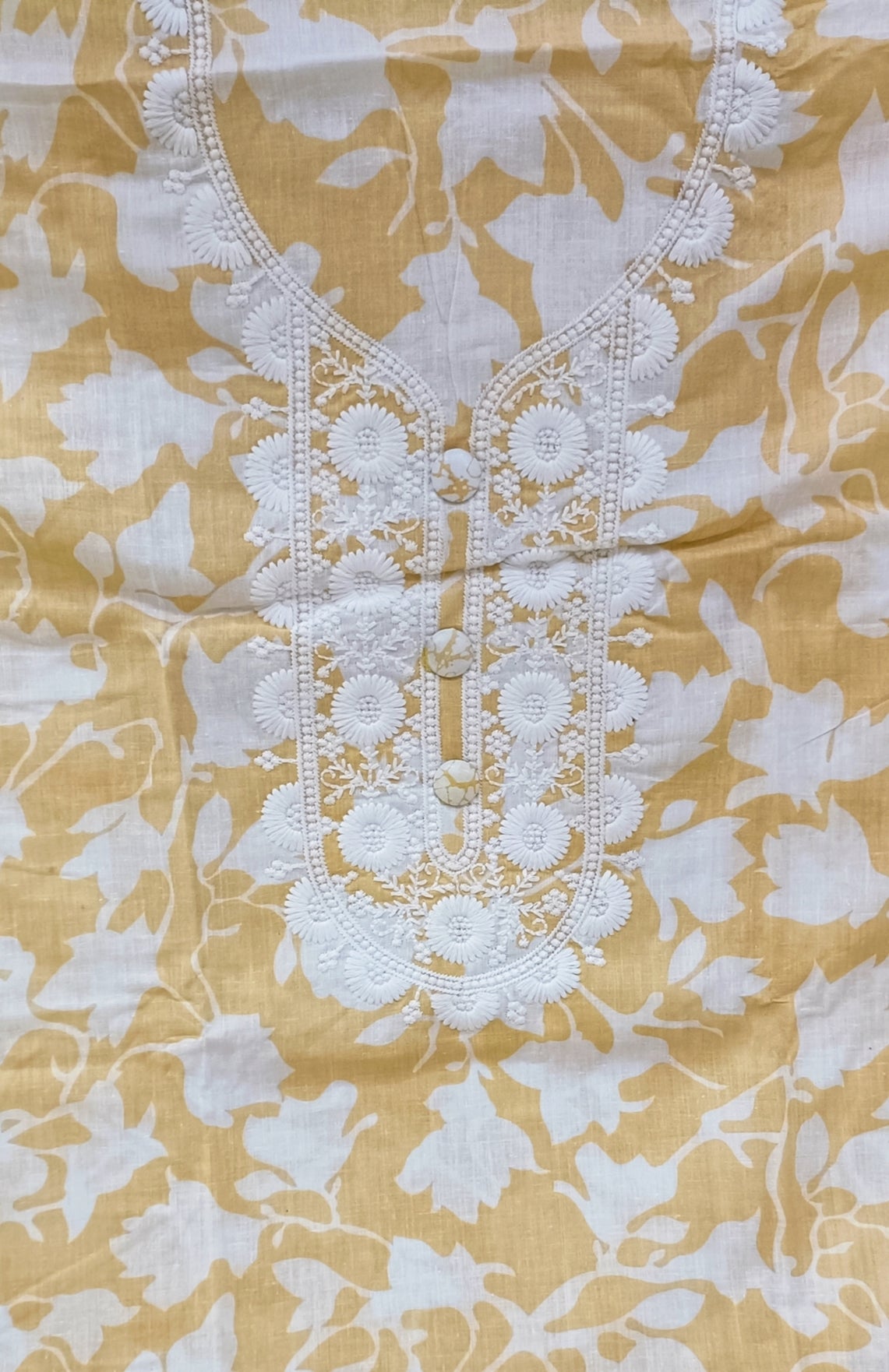 Beige Printed Unstitch Dress Material with Dupatta