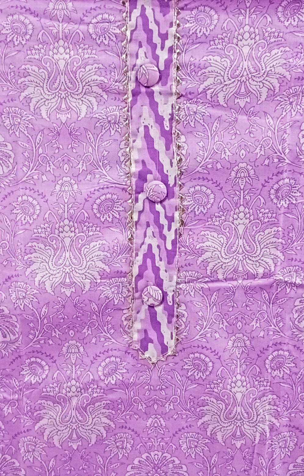 Purple Kalamkari Printed Unstitch Dress Material with Dupatta