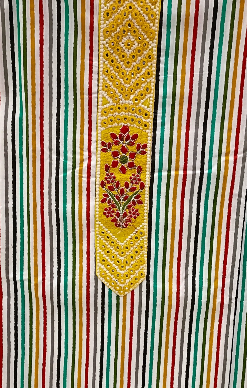 Multicolor Candy Striped Unstitch Dress Material with Dupatta
