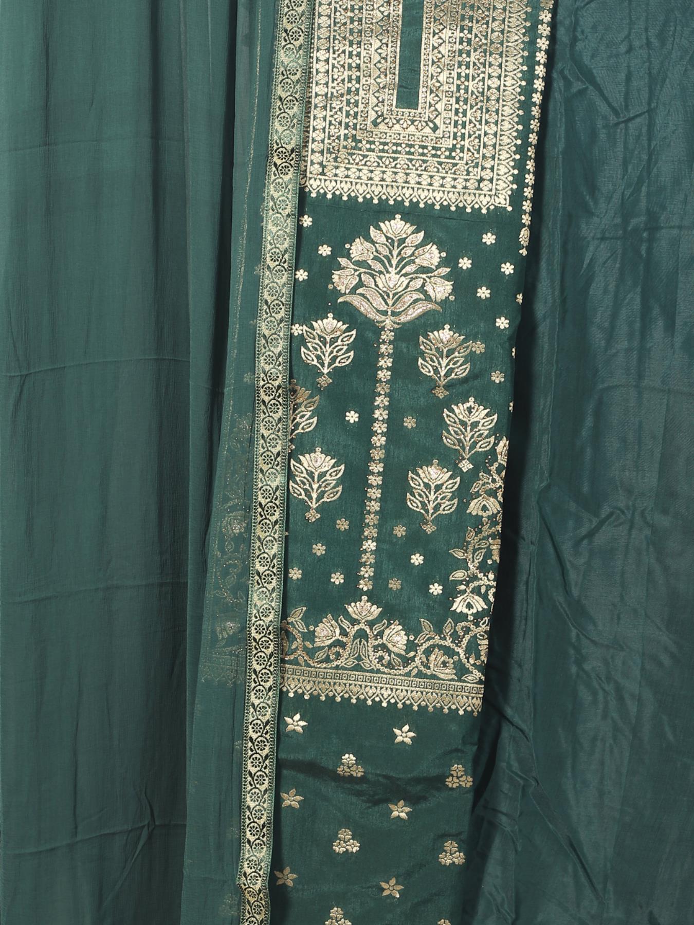 Green Unstitch Dress Material with Dupatta