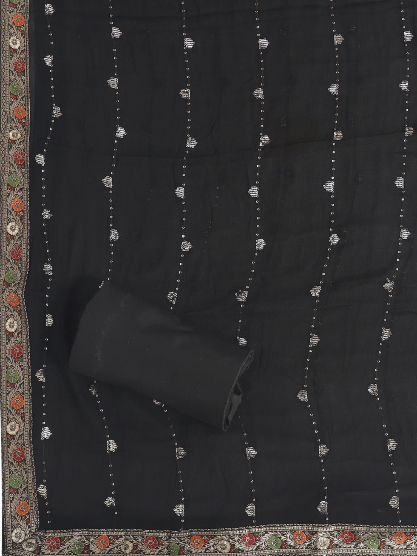 Black Unstitch Dress Material with Dupatta