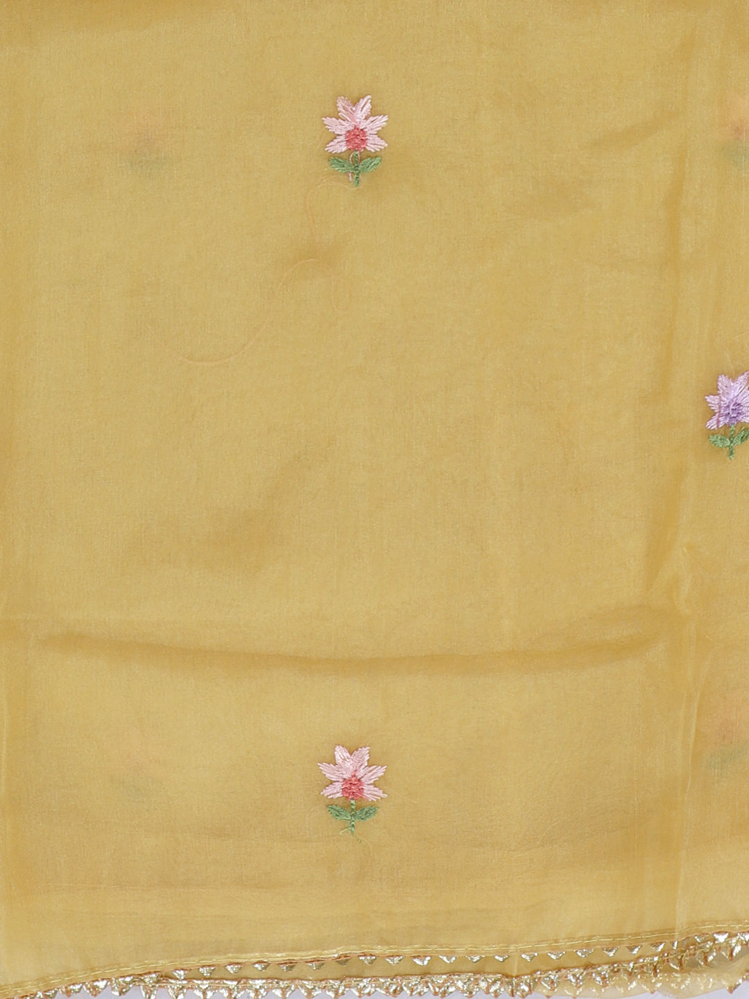 Yellow Yoke Embroidered Unstitch Dress Material with Dupatta