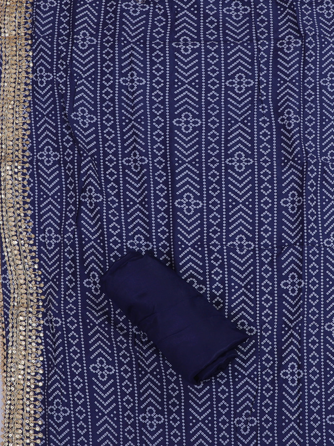 Royal Blue Bandhni Unstitch Dress Material with Dupatta