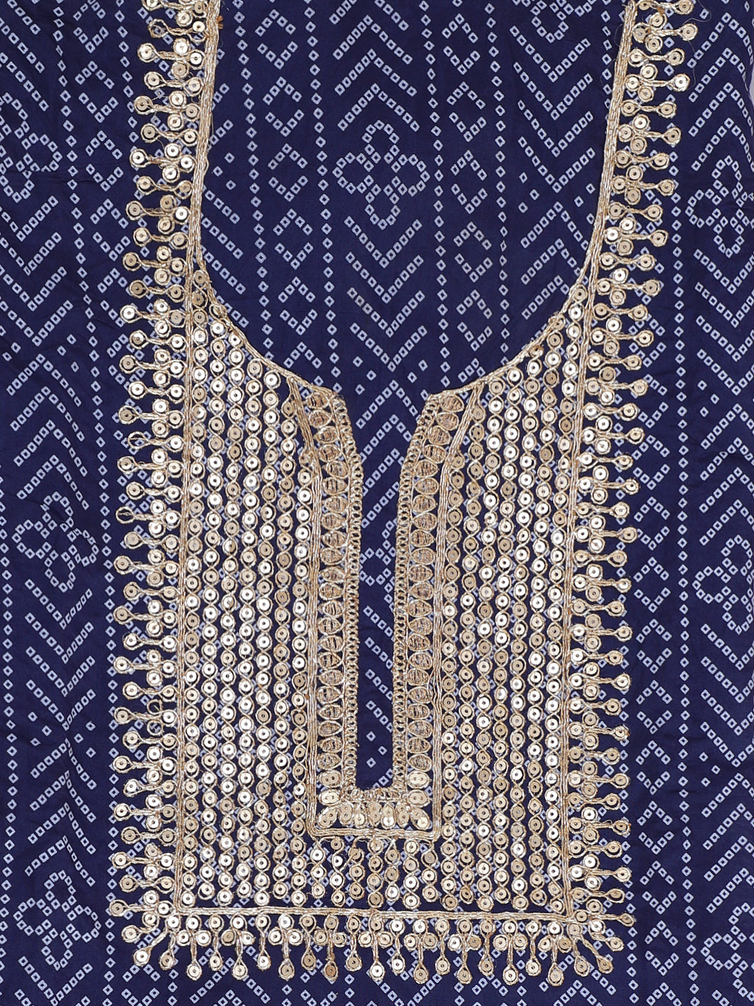Royal Blue Bandhni Unstitch Dress Material with Dupatta