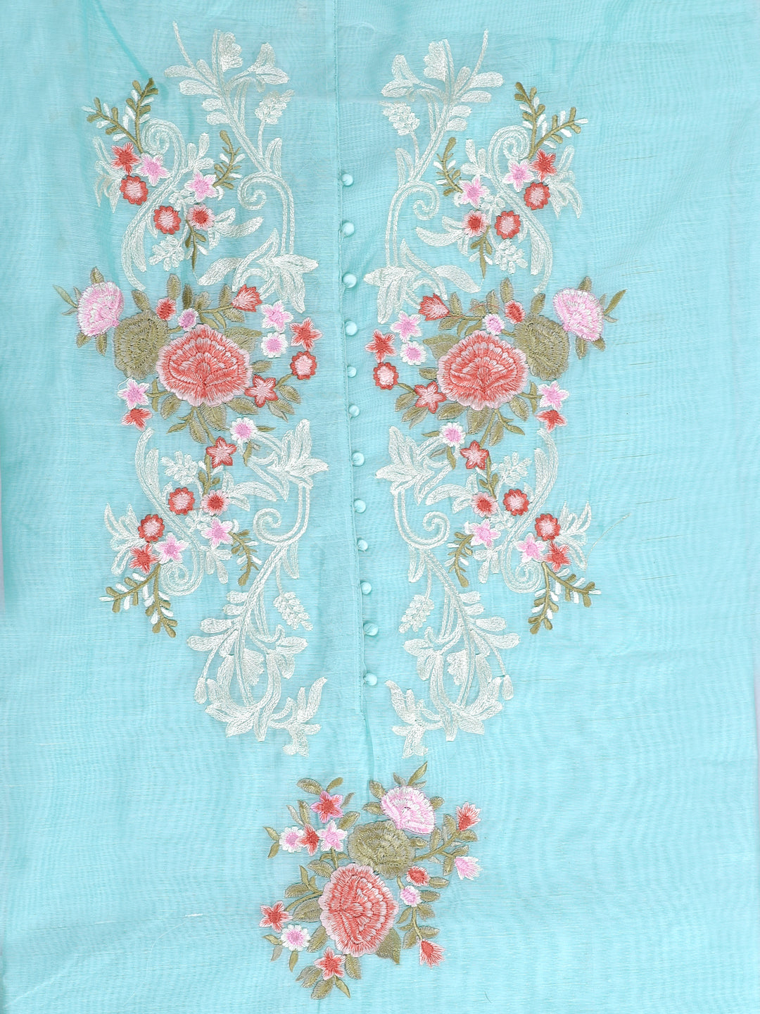 Sea Green Embroidered Unstitch Dress Material with Dupatta