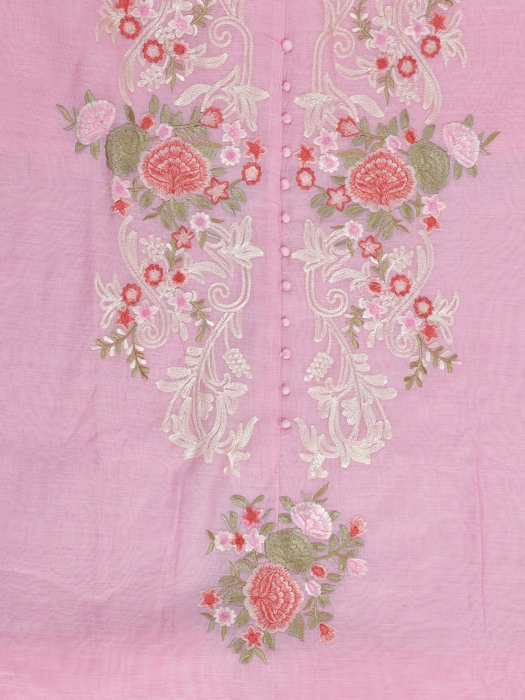 Organza Embroidered Pink Unstitched Dress Material With Dupatta