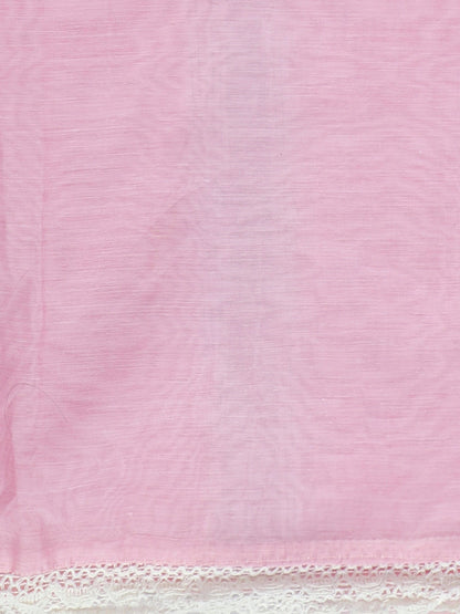 Organza Embroidered Pink Unstitched Dress Material With Dupatta