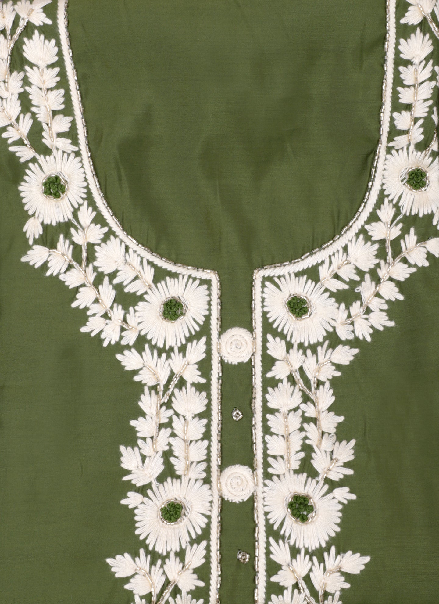 Green Embroidered Silk Unstitched Dress Material