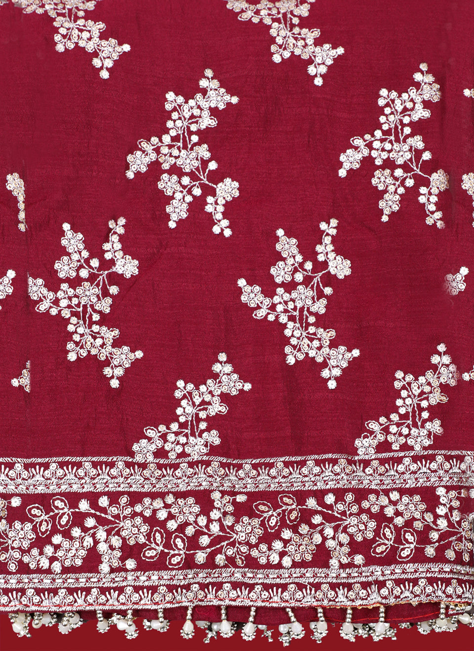 Maroon Embroidered Unstitched Dress Material