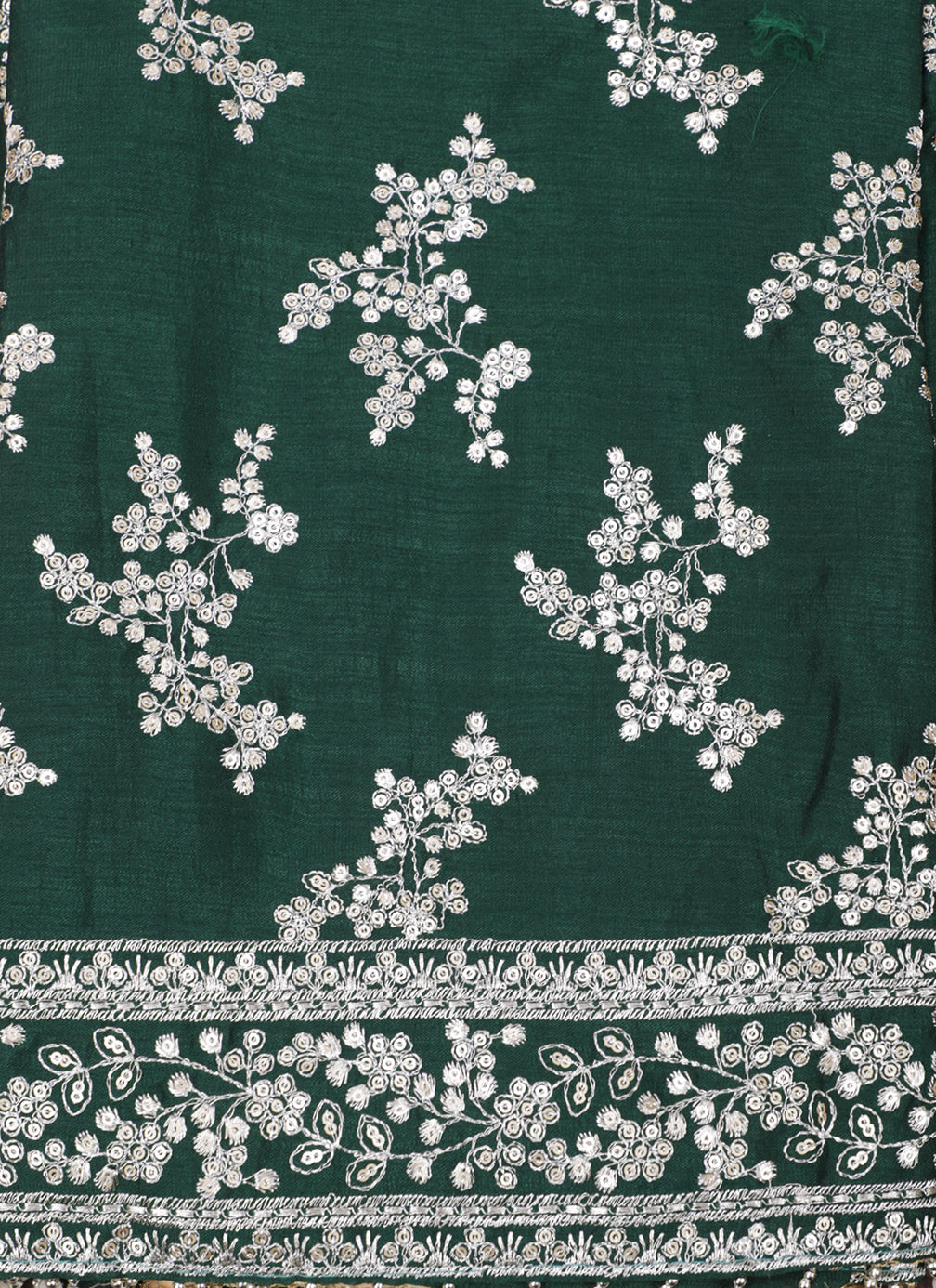 Dark Green Embroidered Unstitched Dress Material