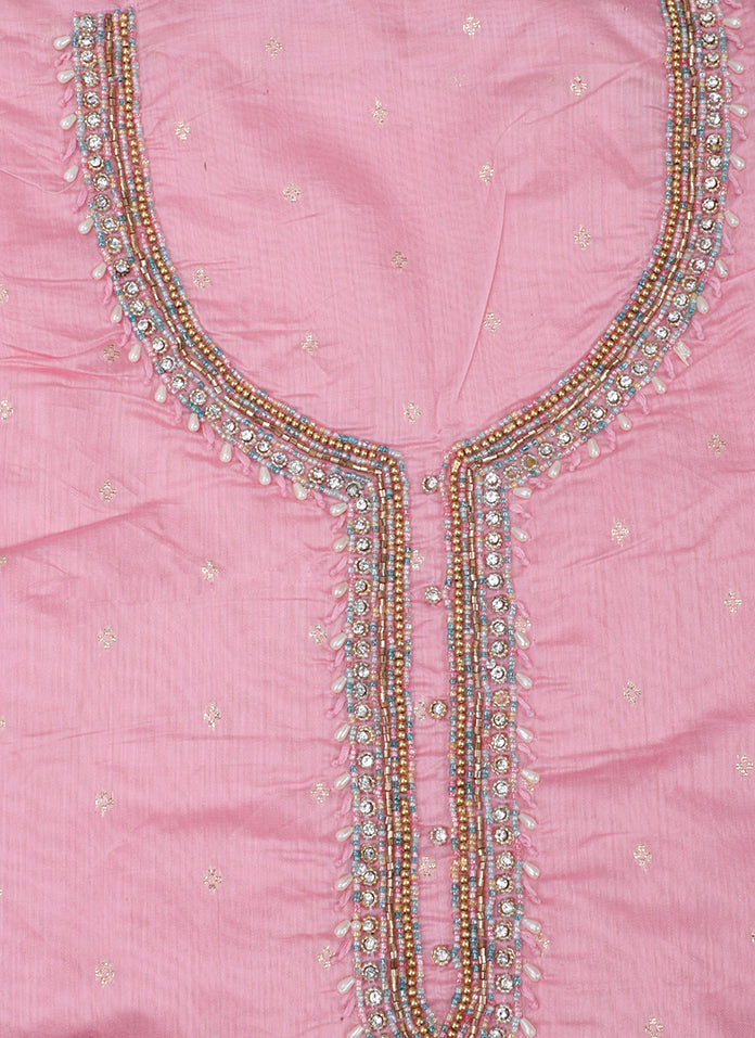 Pink Embroidered Unstitched Dress Material