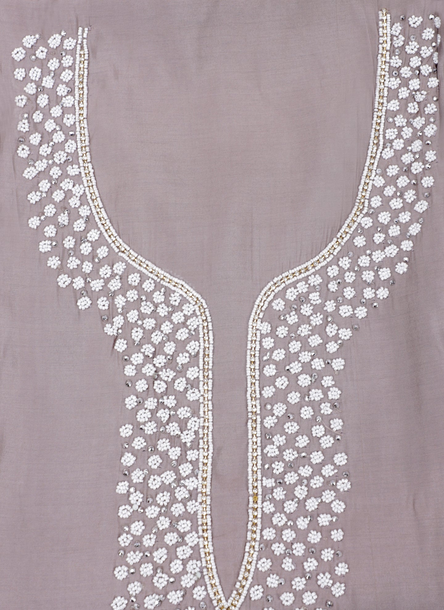 Taupe Embroidered Unstitched Dress Material