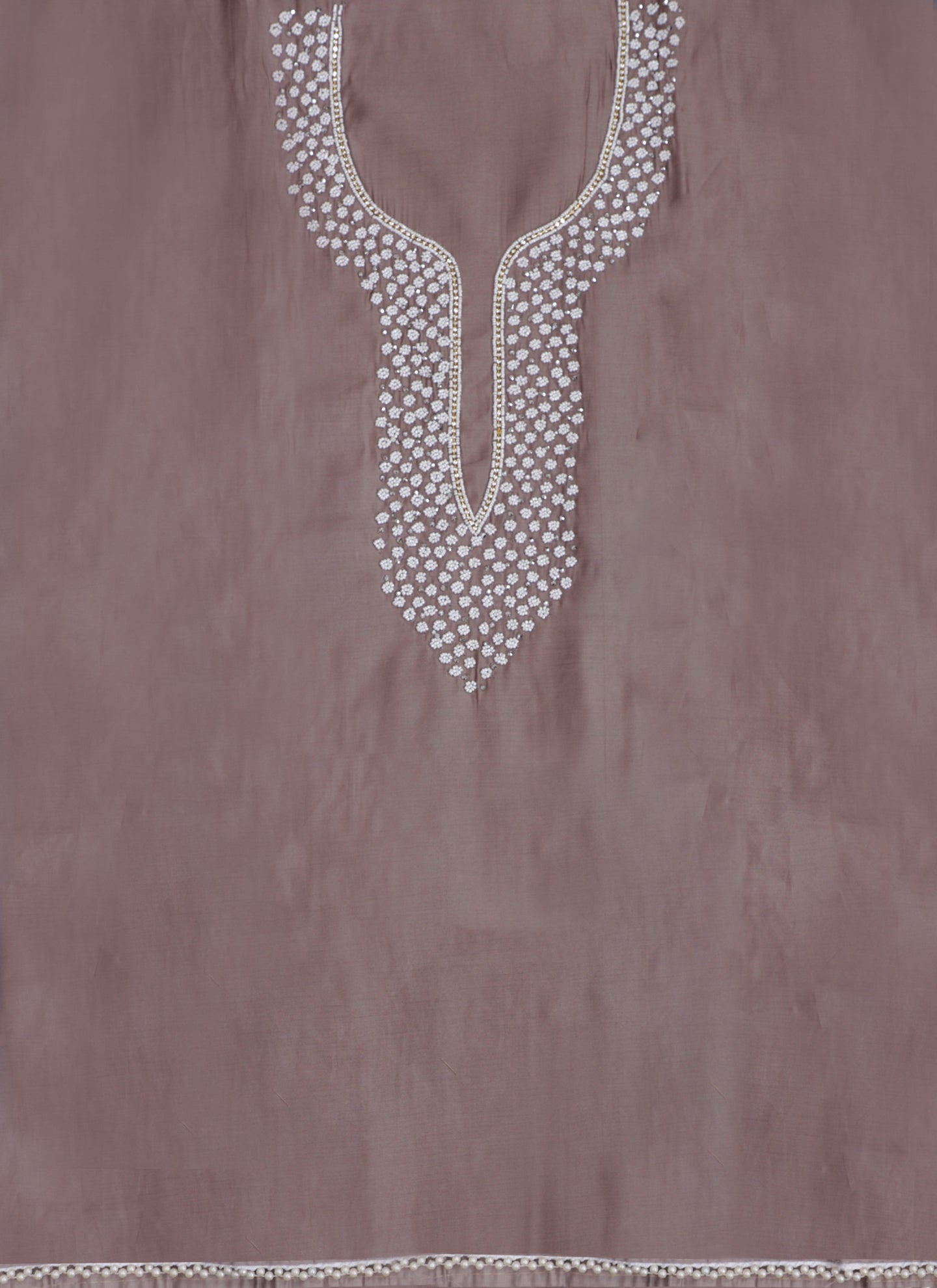 Taupe Embroidered Unstitched Dress Material