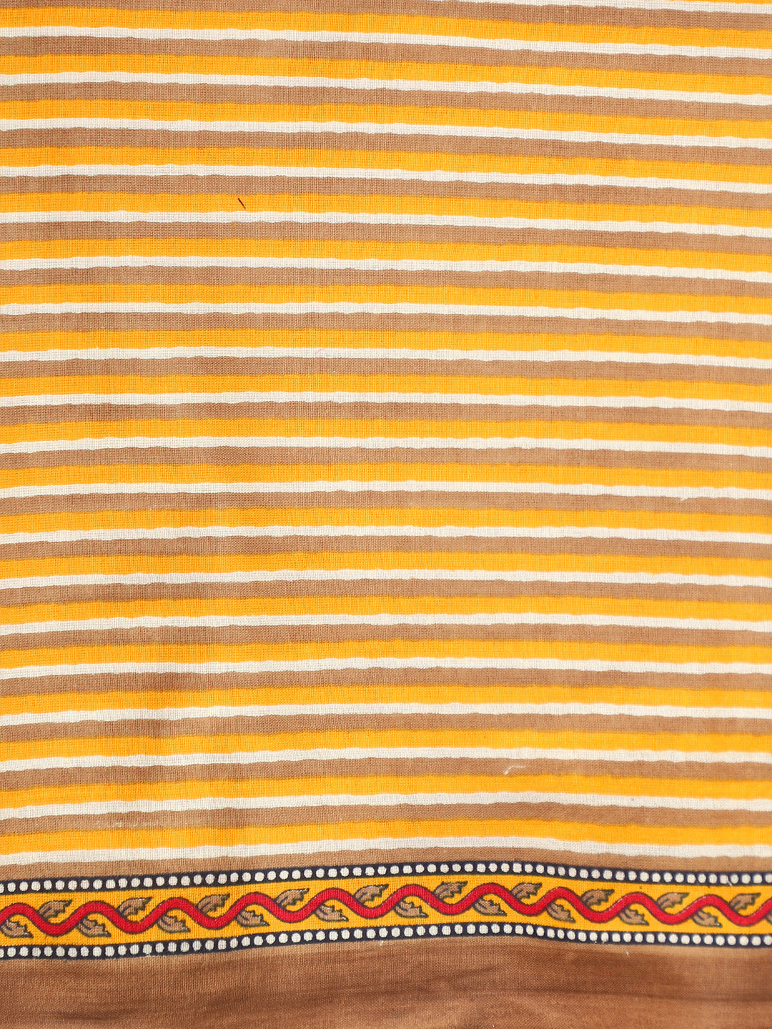 Yellow Striped Cotton Unstitched Dress Material with Dupatta